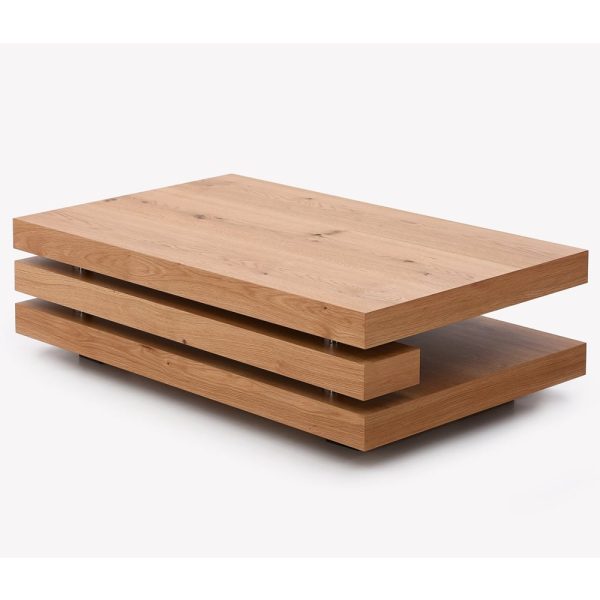 Preston Wooden Rectangular Coffee Table In Fraser White Oak | Bed Sava
