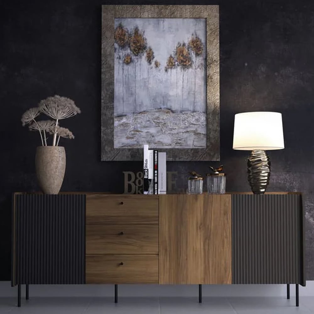 Preston Wooden Sideboard With 3 Doors 3 Drawers In Oak Walnut