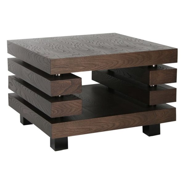 Preston Wooden Square Lamp Table In Dark Elm | Bed Sava