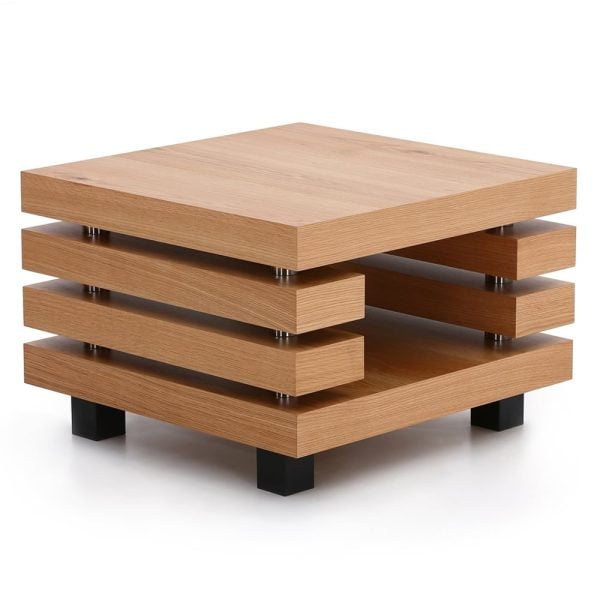 Preston Wooden Square Lamp Table In Fraser White Oak | Bed Sava