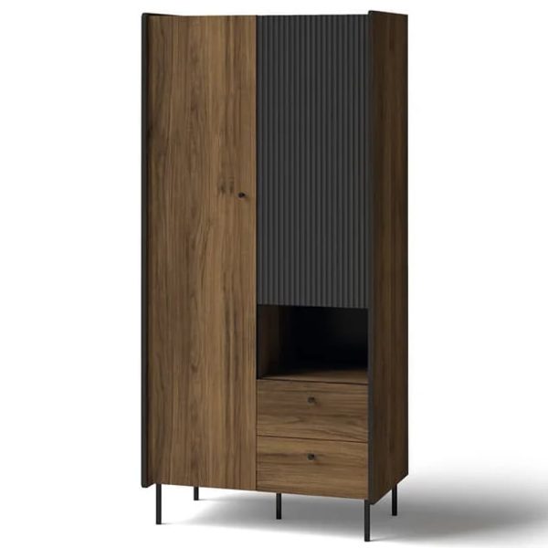 Preston Wooden Wardrobe With 2 Doors In Oak Walnut | Bed Sava