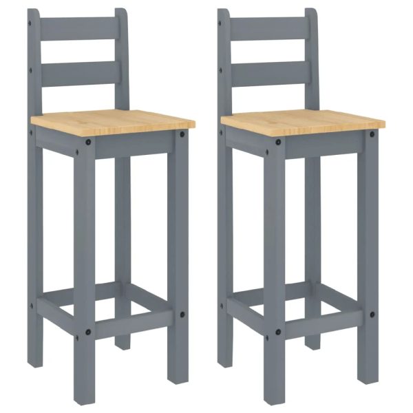 Prineville Grey Oak Wooden Bar Chairs In Pair | Bed Sava