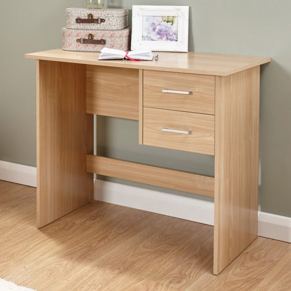 Probus Wooden Laptop Desk With 2 Drawers In Oak | Bed Sava