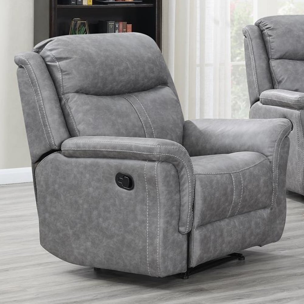 Proxima Fabric Recliner 1 Seater Sofa In Silver Grey