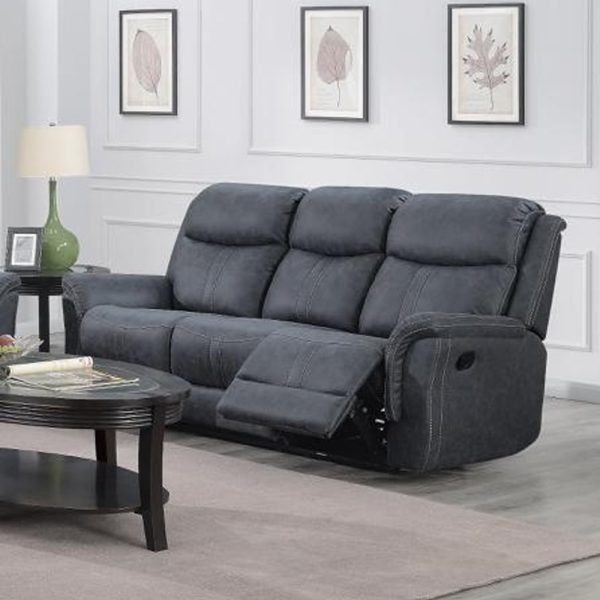 Proxima Fabric Recliner 3 Seater Sofa In Slate Grey | Bed Sava
