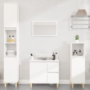Pueblo Wooden 3 Piece Bathroom Furniture Set In White | Bed Sava