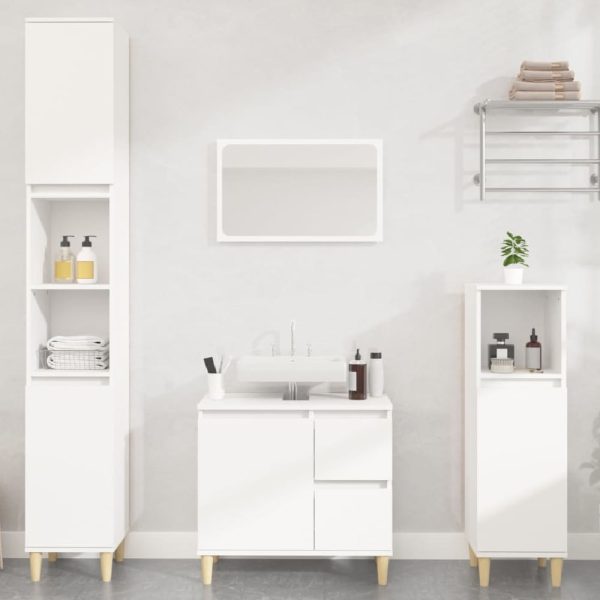 Pueblo Wooden 3 Piece Bathroom Furniture Set In White | Bed Sava