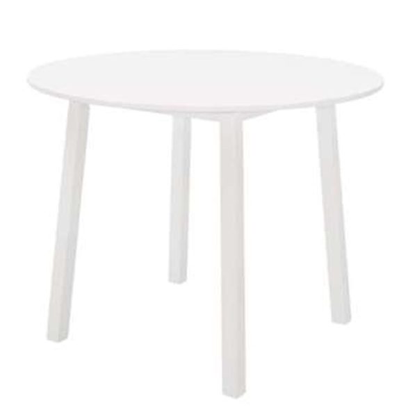 Pueblo Wooden Round Dining Table In White | Bed Sava