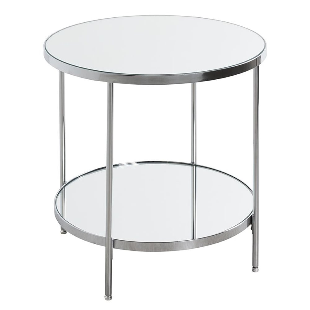 Pulaski Large Mirrored Round End Table With Chrome Frame
