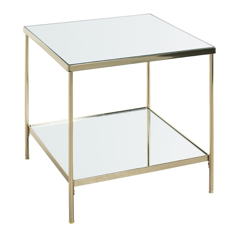 Pulaski Large Mirrored Square End Table With Brass Frame