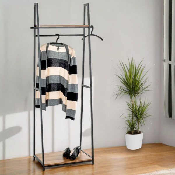 Pulaski Large Wooden Coat Stand With Metal Frame In Dark Oak | Bed Sava