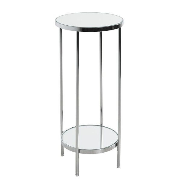 Pulaski Mirrored Round Flower Column With Chrome Frame | Bed Sava