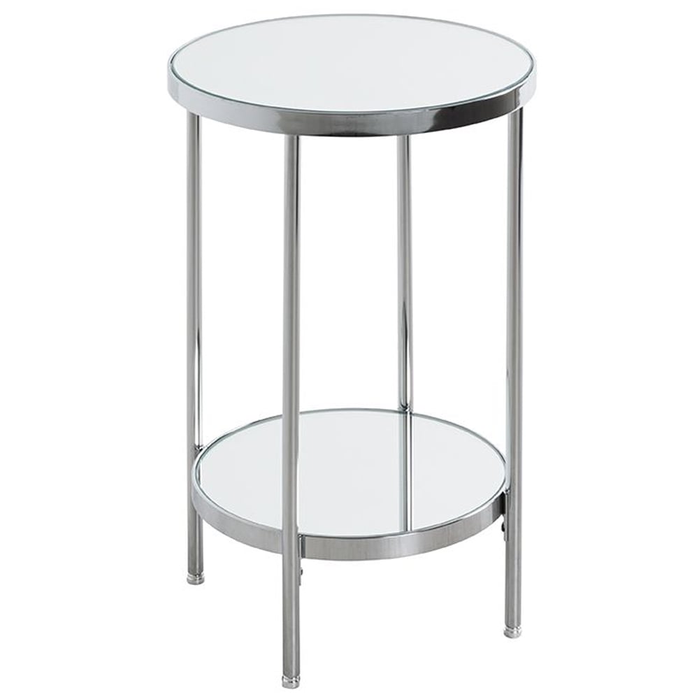 Pulaski Small Mirrored Round End Table With Chrome Frame