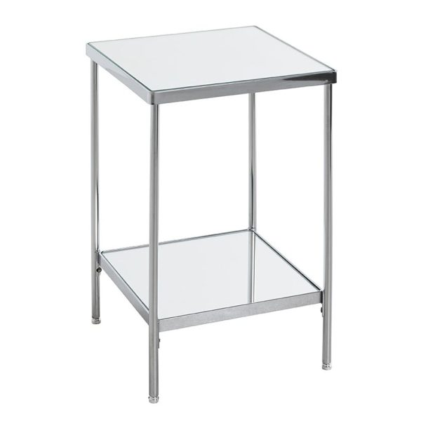 Pulaski Small Mirrored Square End Table With Chrome Frame | Bed Sava