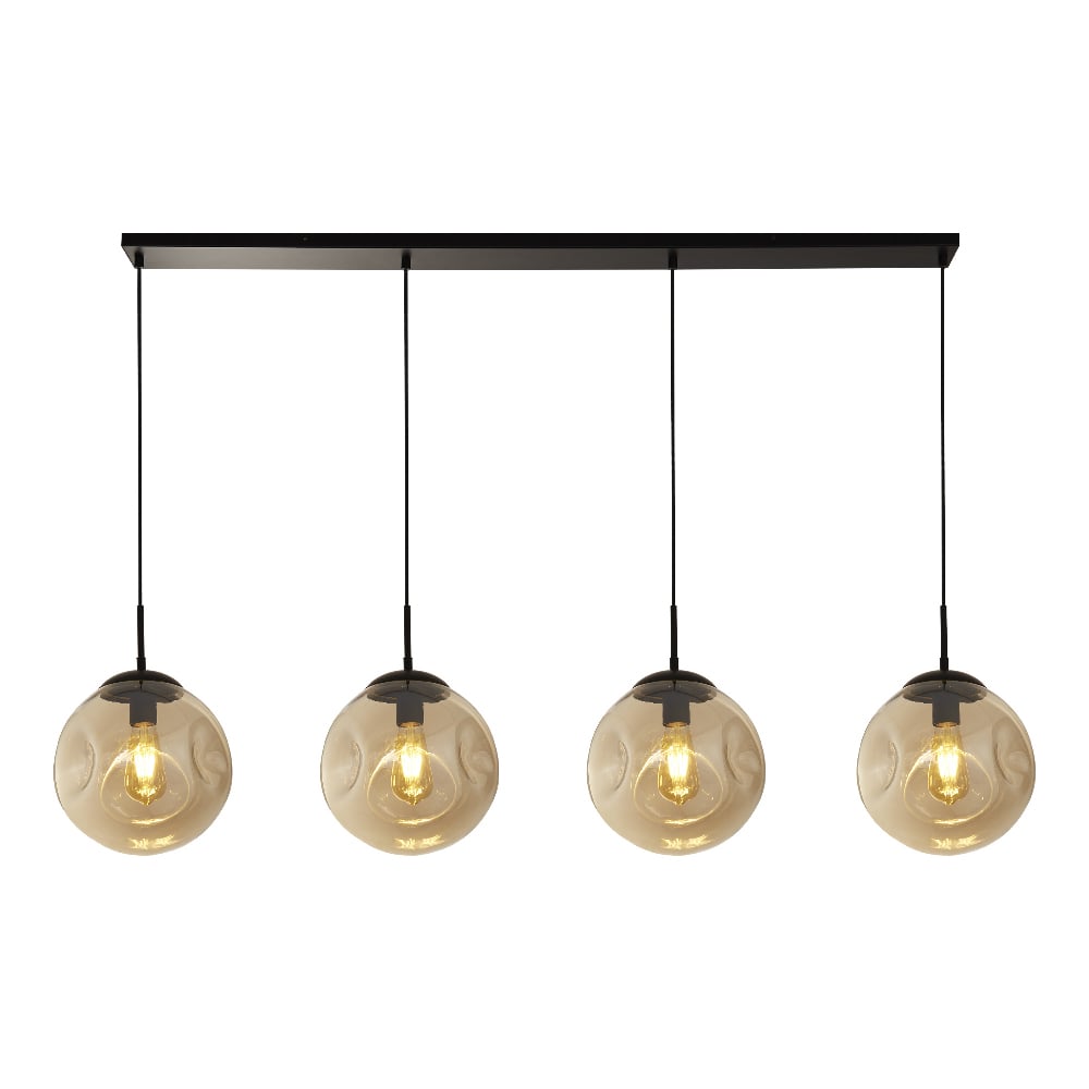 Punch 4 Light Champagne Glass Bar Pendant Light In Black