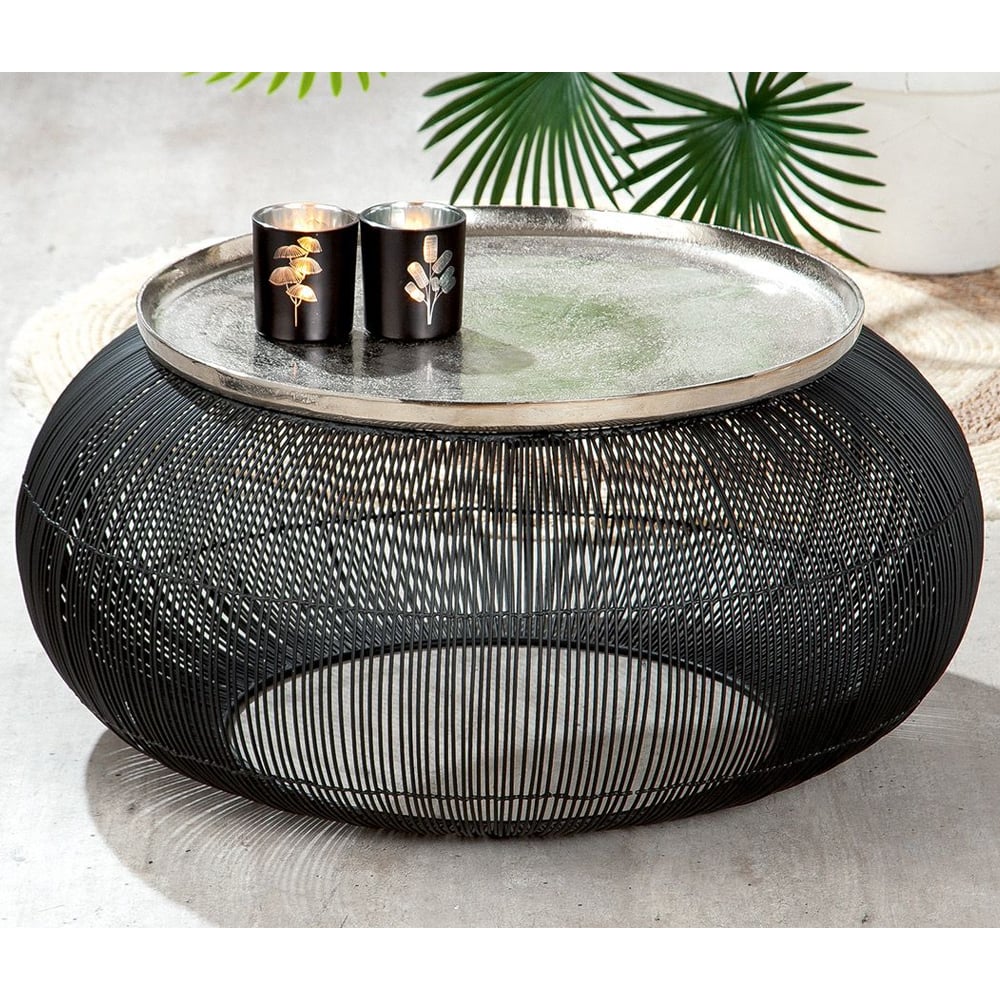 Puntual Aluminium Side Table In Silver And Black