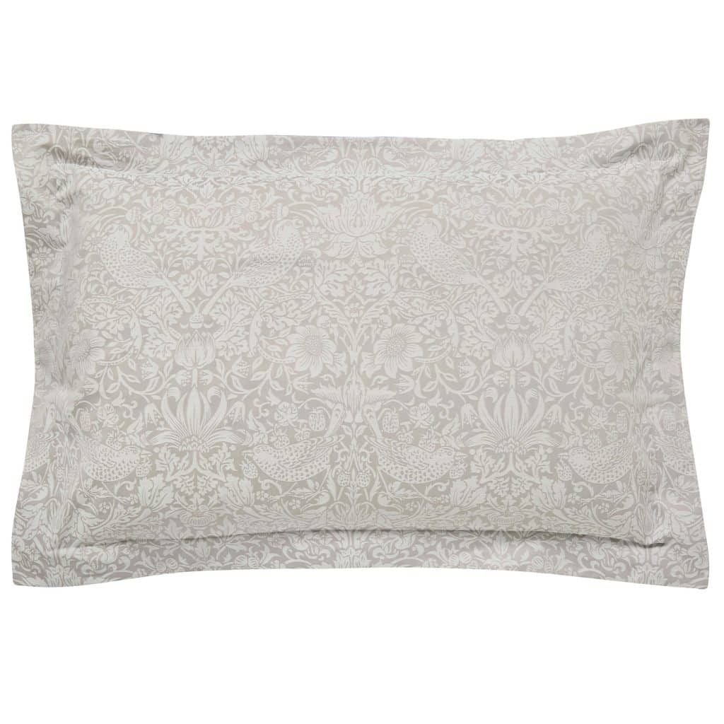 William Morris, Pure Strawberry Thief Oxford Pillowcase, Pebble