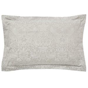 William Morris Pure Strawberry Thief Oxford Pillowcase Pebble | Bed Sava