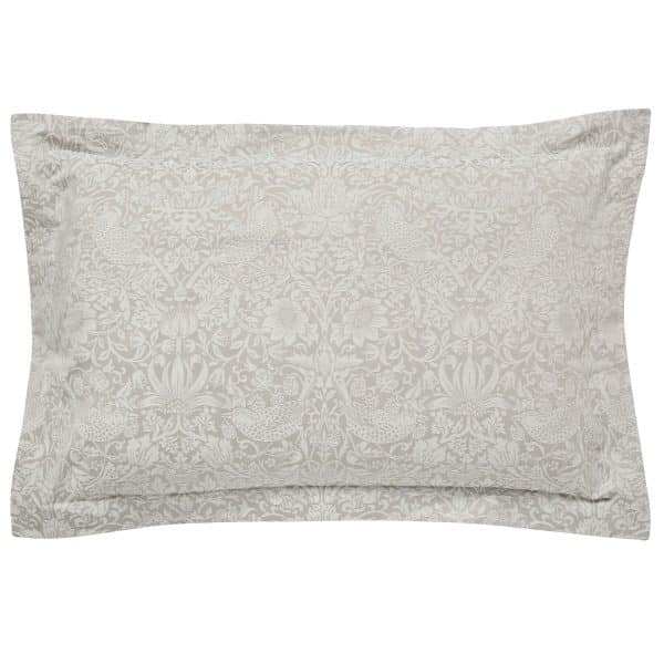 William Morris Pure Strawberry Thief Oxford Pillowcase Pebble | Bed Sava