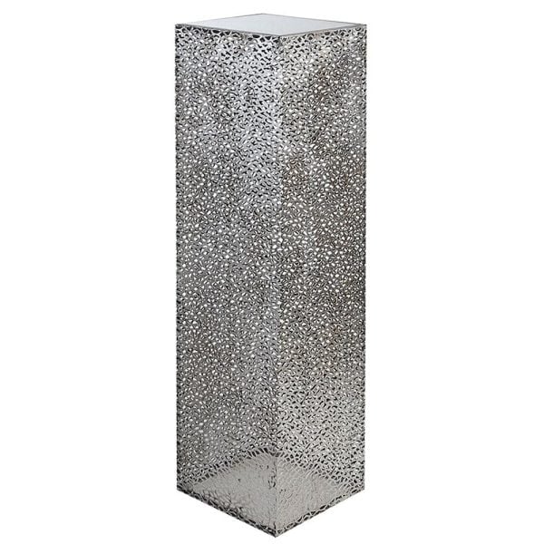 Purley Large Glass Metal Decorative Pillar In Silver | Bed Sava