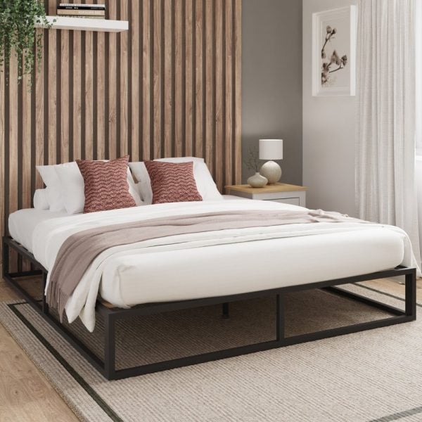Putney Metal Double Bed In Black | Bed Sava