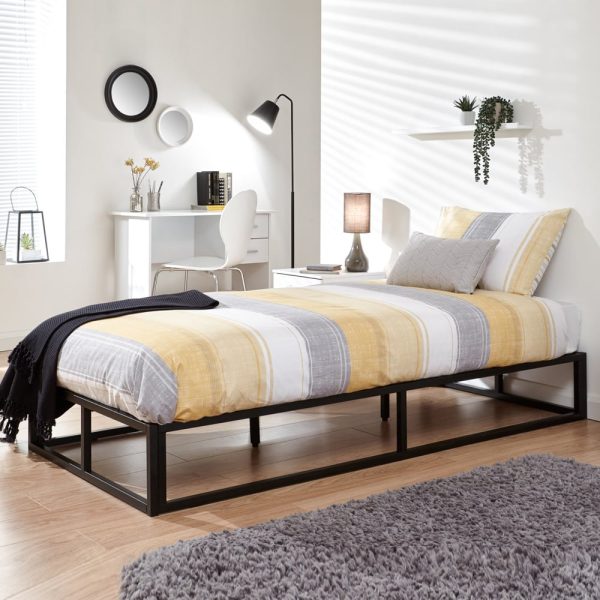 Putney Metal Single Bed In Black | Bed Sava