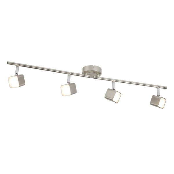 Quad LED 4 Light Square Head Bar Spotlight In Satin Silver | Bed Sava