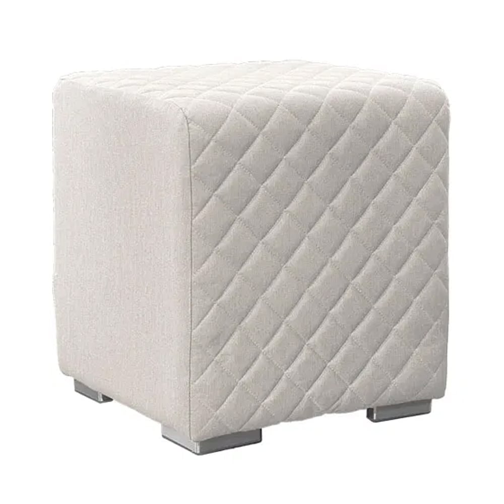 Quapaw Fabric Square Pouffe In Beige Natte