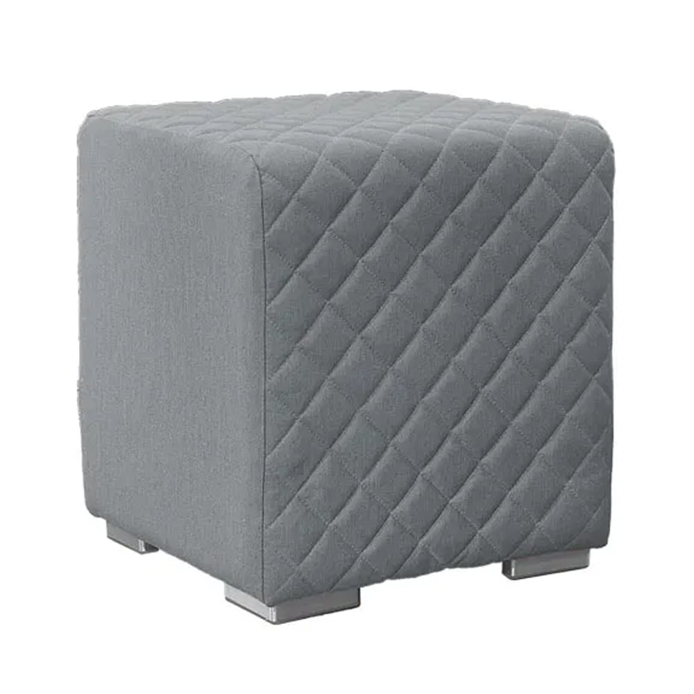 Quapaw Fabric Square Pouffe In Grey Natte