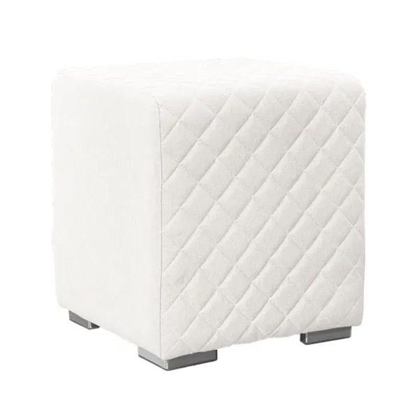 Quapaw Fabric Square Pouffe In Natural Natte | Bed Sava