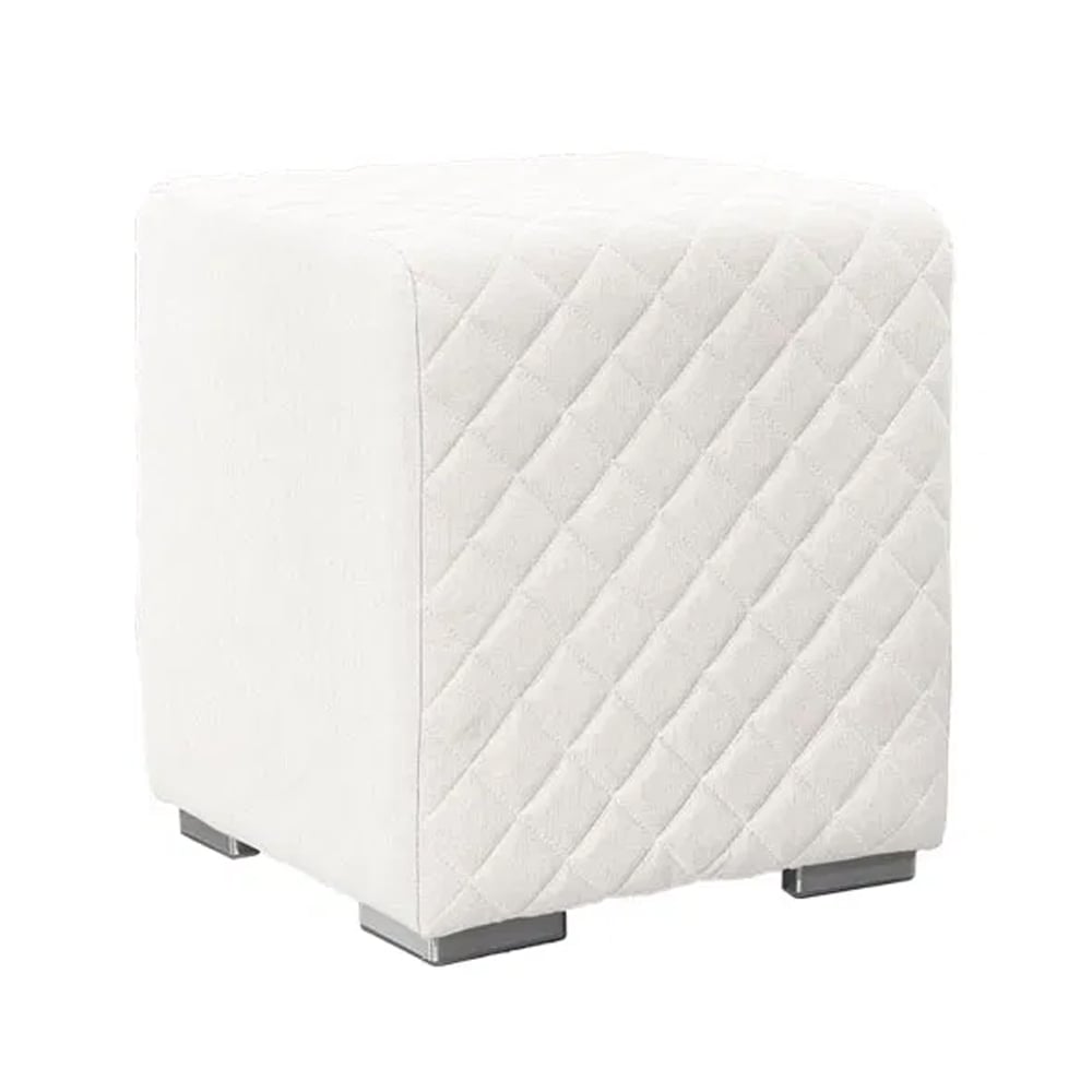 Quapaw Fabric Square Pouffe In Natural Natte