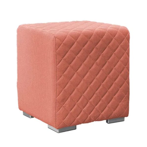 Quapaw Fabric Square Pouffe In Orange Natte | Bed Sava