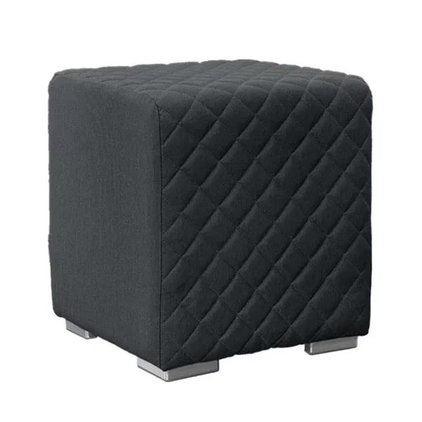 Quapaw Fabric Square Pouffe In Slate Natte | Bed Sava