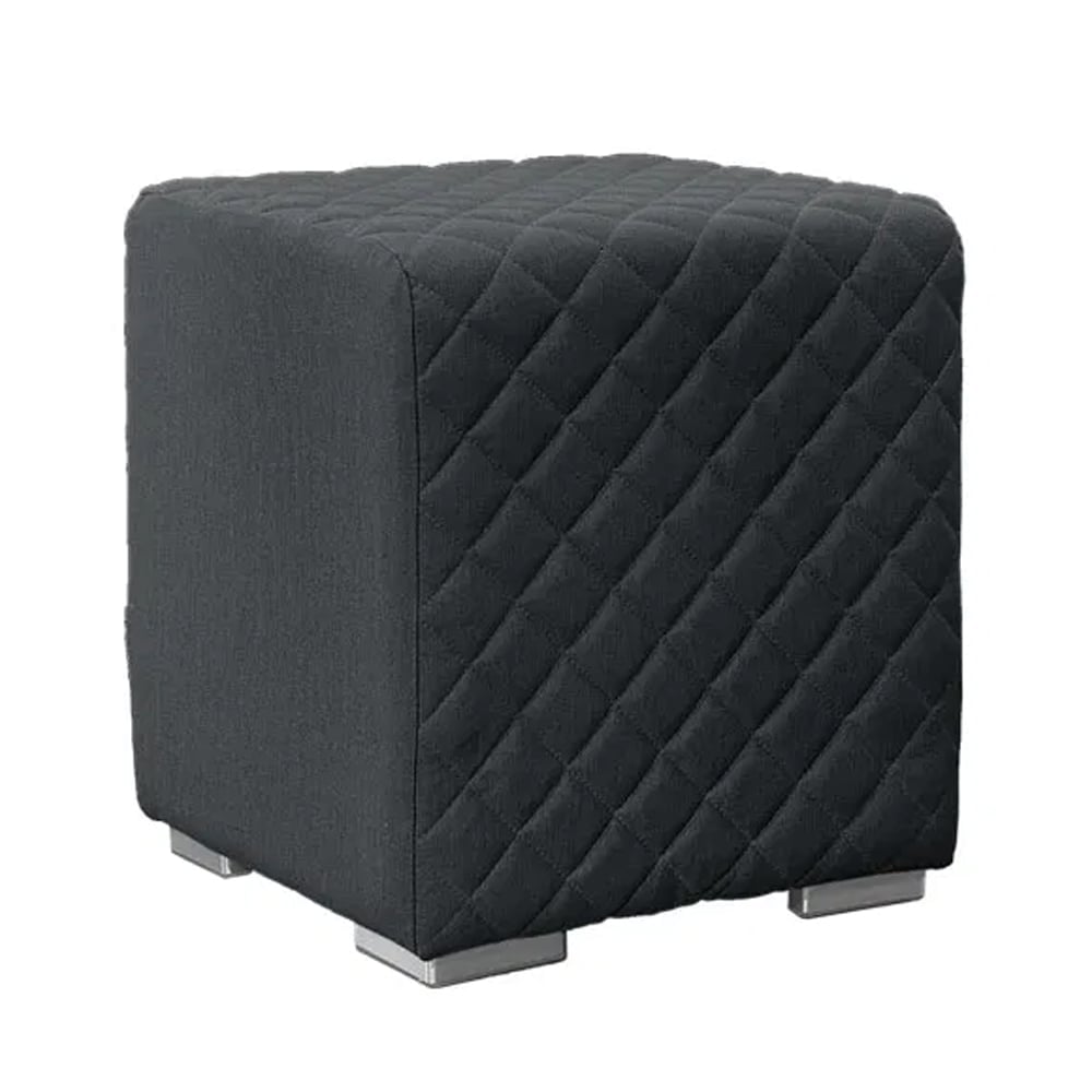 Quapaw Fabric Square Pouffe In Slate Natte