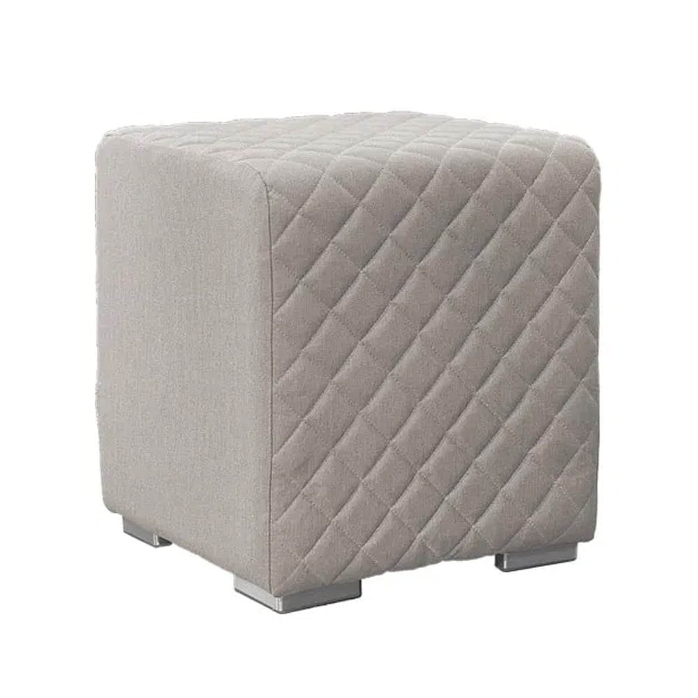 Quapaw Fabric Square Pouffe In Stone Natte