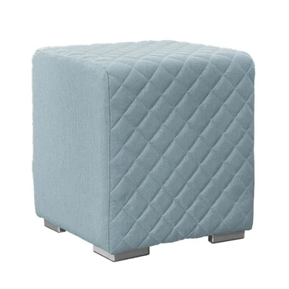 Quapaw Fabric Square Pouffe In Turquoise Natte