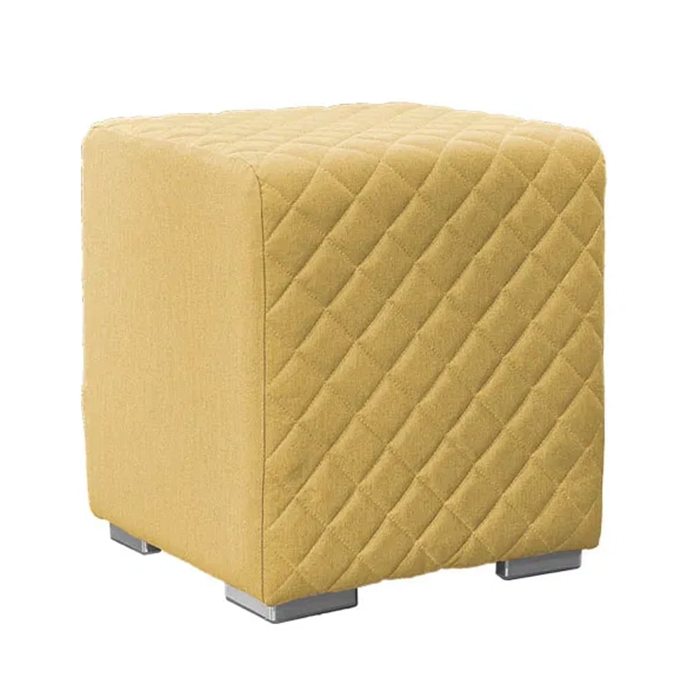 Quapaw Fabric Square Pouffe In Yellow Natte