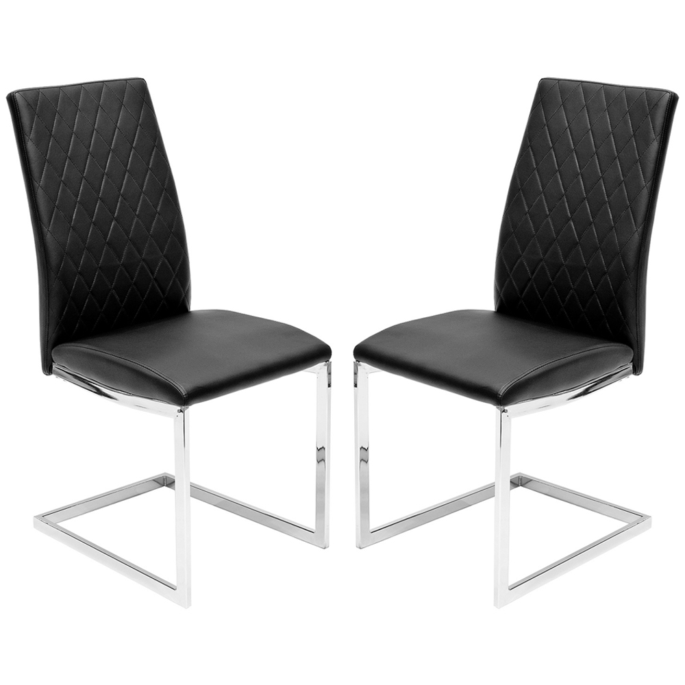 Quincy Back PU Leather Dining Chairs In Pair