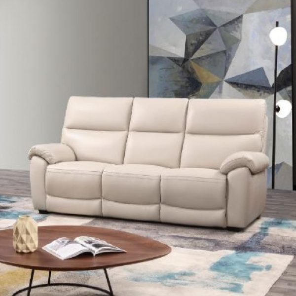 Radford Leather 3 Seater Sofa In Chalk | Bed Sava