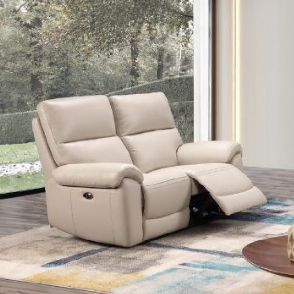 Radford Leather 2 Seater Sofa In Chalk | Bed Sava