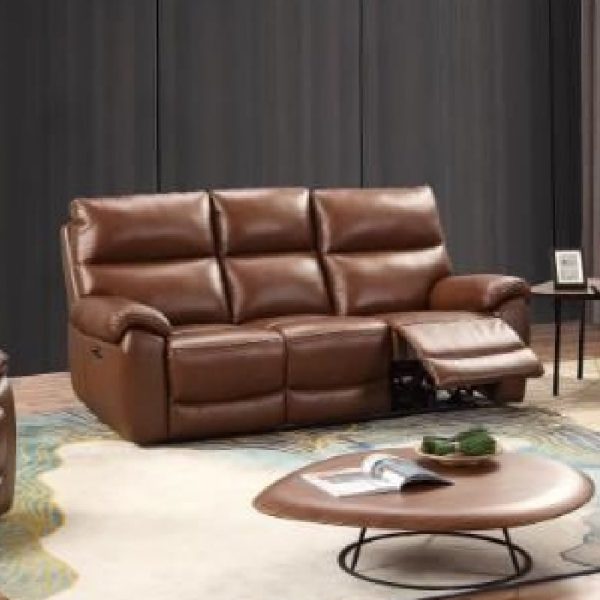 Radford Leather 3 Seater Sofa In Saddle | Bed Sava