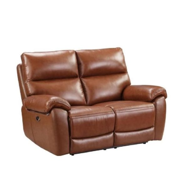 Radford Leather Electric Recliner 2 Seater Sofa In Saddle | Bed Sava