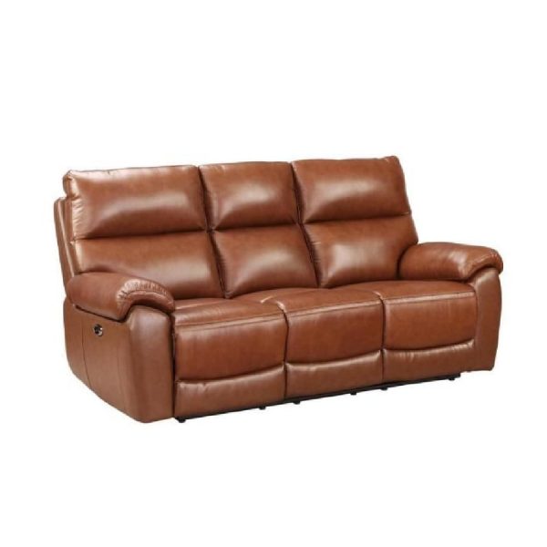 Radford Leather Electric Recliner 3 Seater Sofa In Saddle | Bed Sava