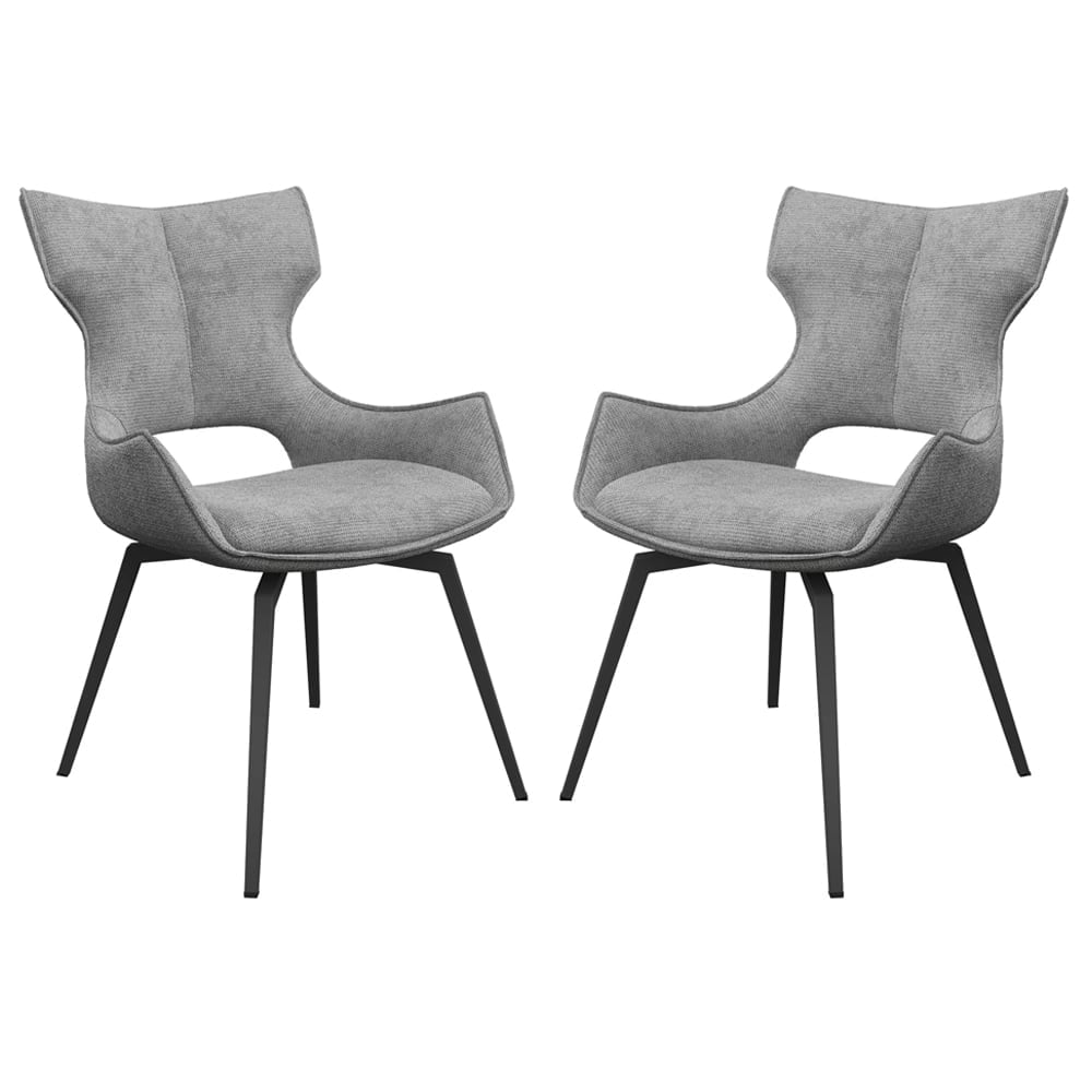 Rafael Grey Fabric Dining Chairs In Pair