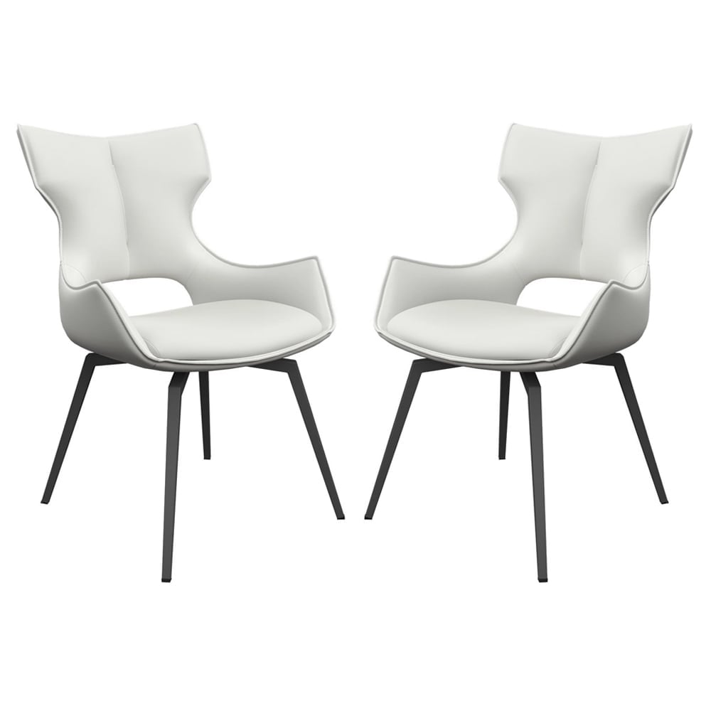 Rafael White Leather Dining Chairs In Pair