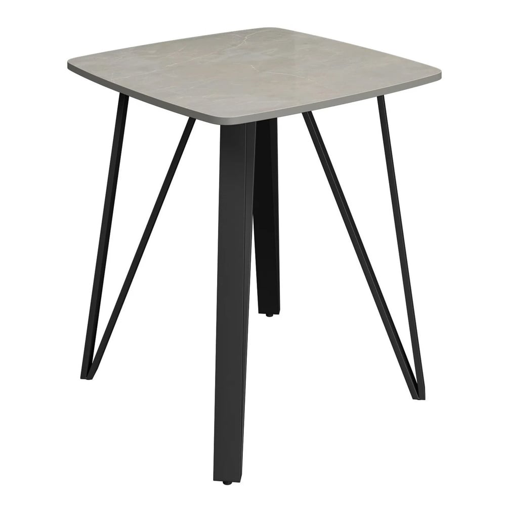 Raleigh Sintered Stone Ceramic Side Table In Gloss Grey