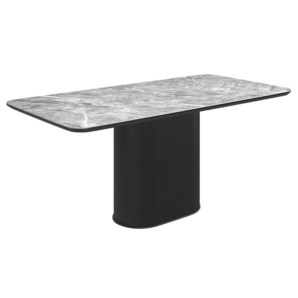 Ramona Ceramic Dining Table In Gloss Grey