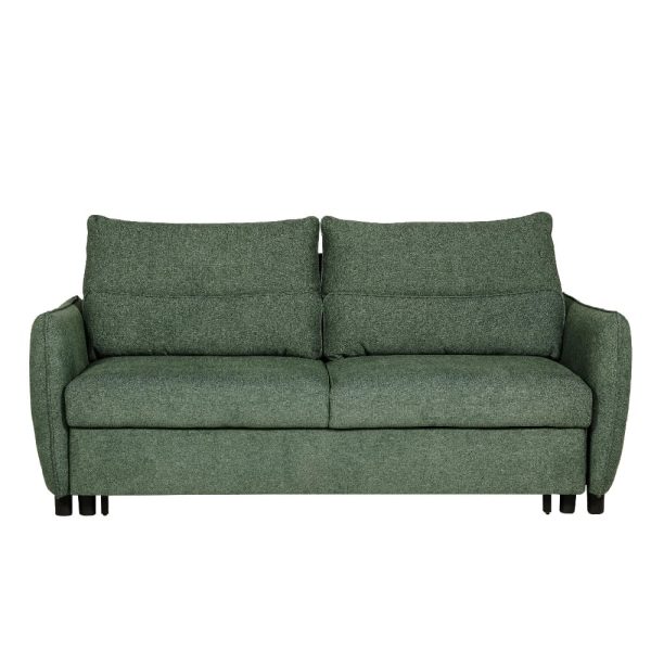 Randolph Fabric Sofa Bed With Black Legs In Green | Bed Sava