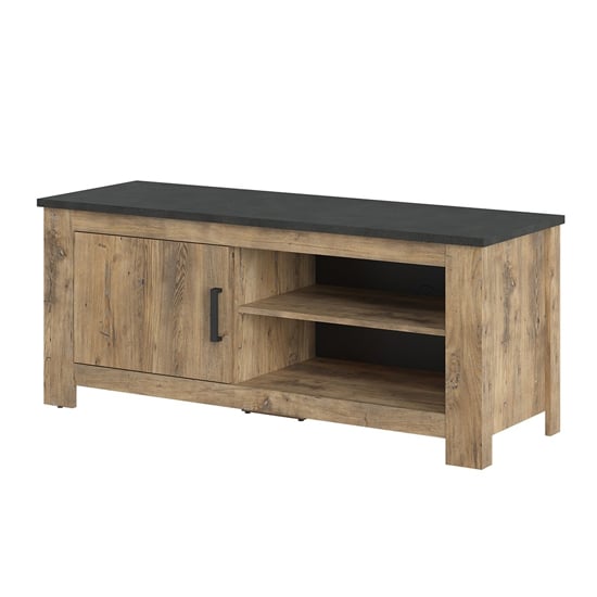 Rapilla Wooden TV Stand With 1 Door In Chestnut And Matera Grey