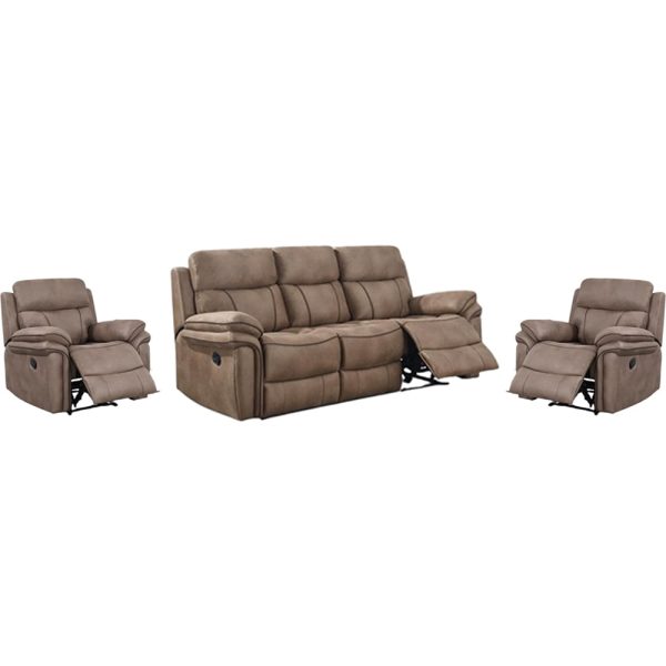 Rasalas Fabric Recliner 3+1+1 Seater Sofa Set In Sahara | Bed Sava